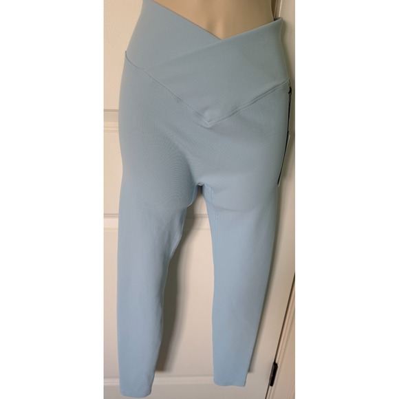 Chanelle Couture Pants - Chanelle Couture NWT Light Blue Ribbed Crossover Waist Scrunch Butt Leggings M